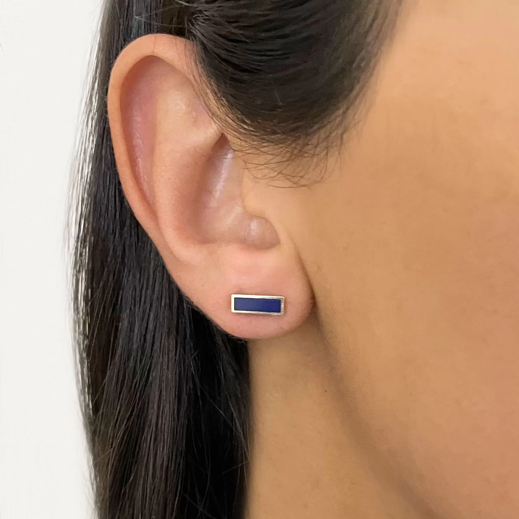 Lapis Bar Stud Earrings