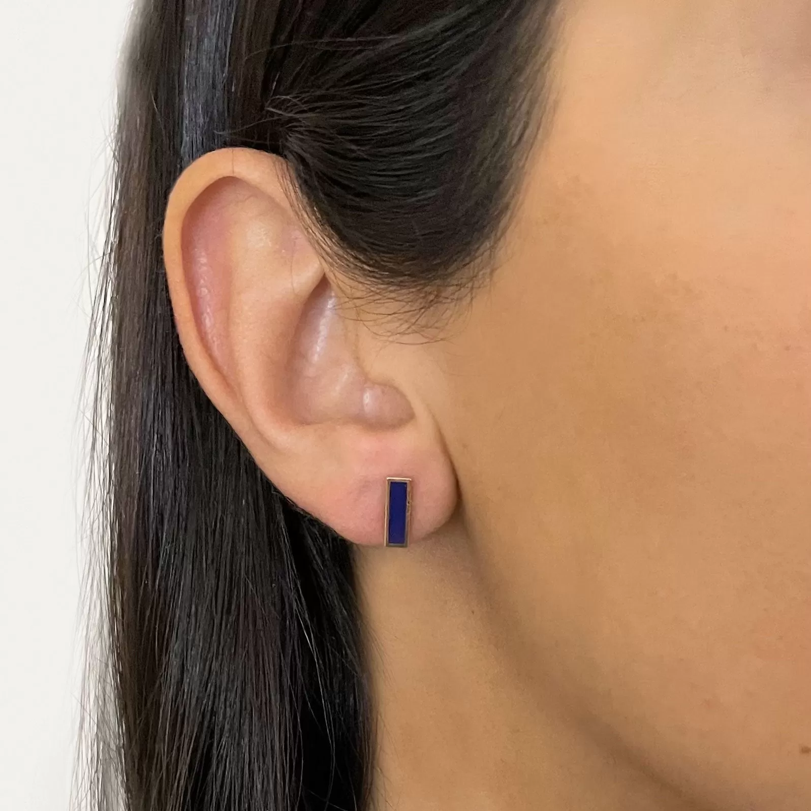 Lapis Bar Stud Earrings