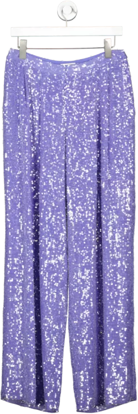 Lapointe Purple Sequin Pleated Trousers UK 10