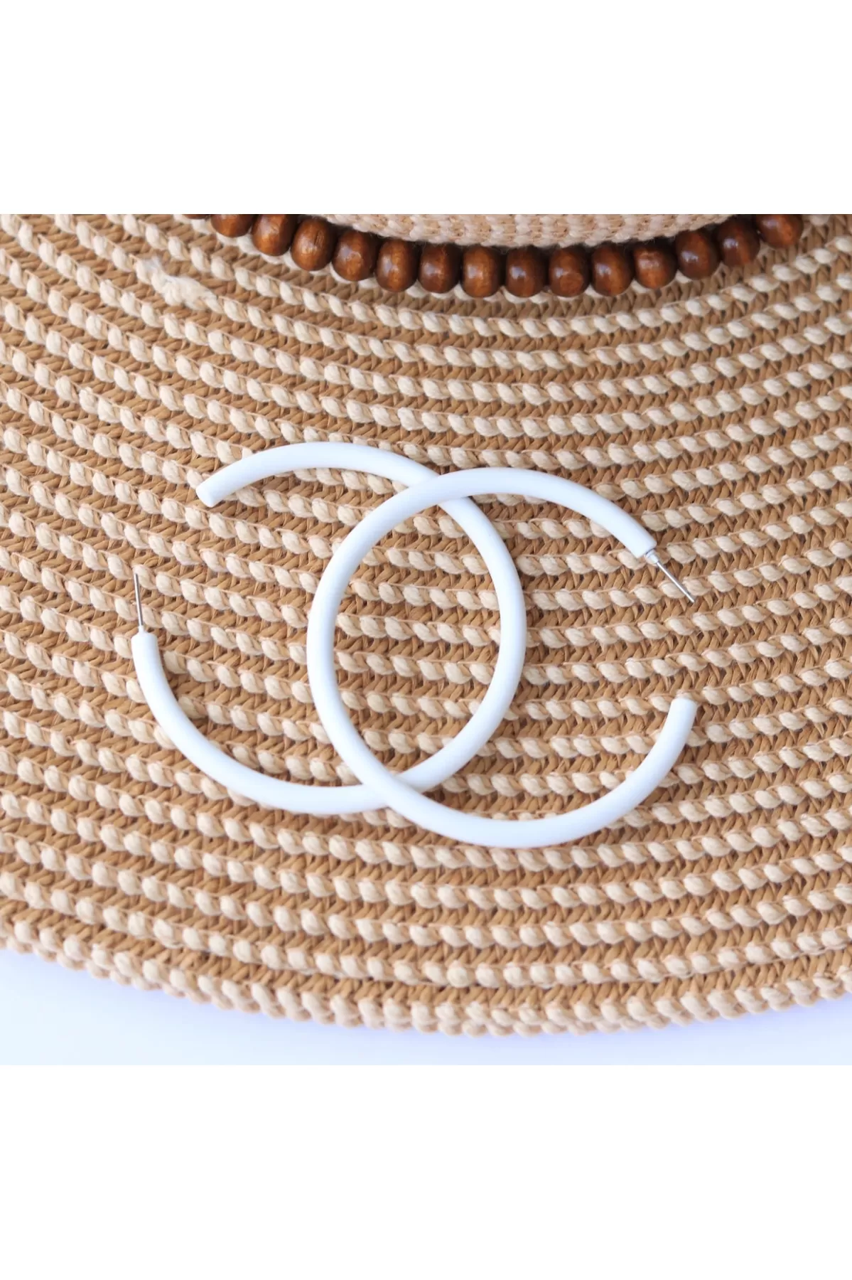 Large Skinny White Hoop Earring