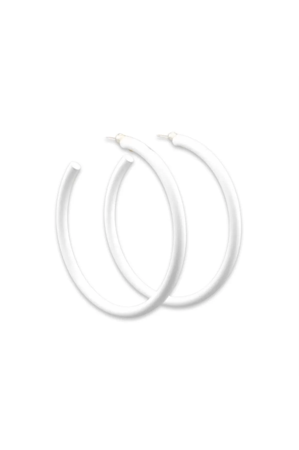 Large Skinny White Hoop Earring