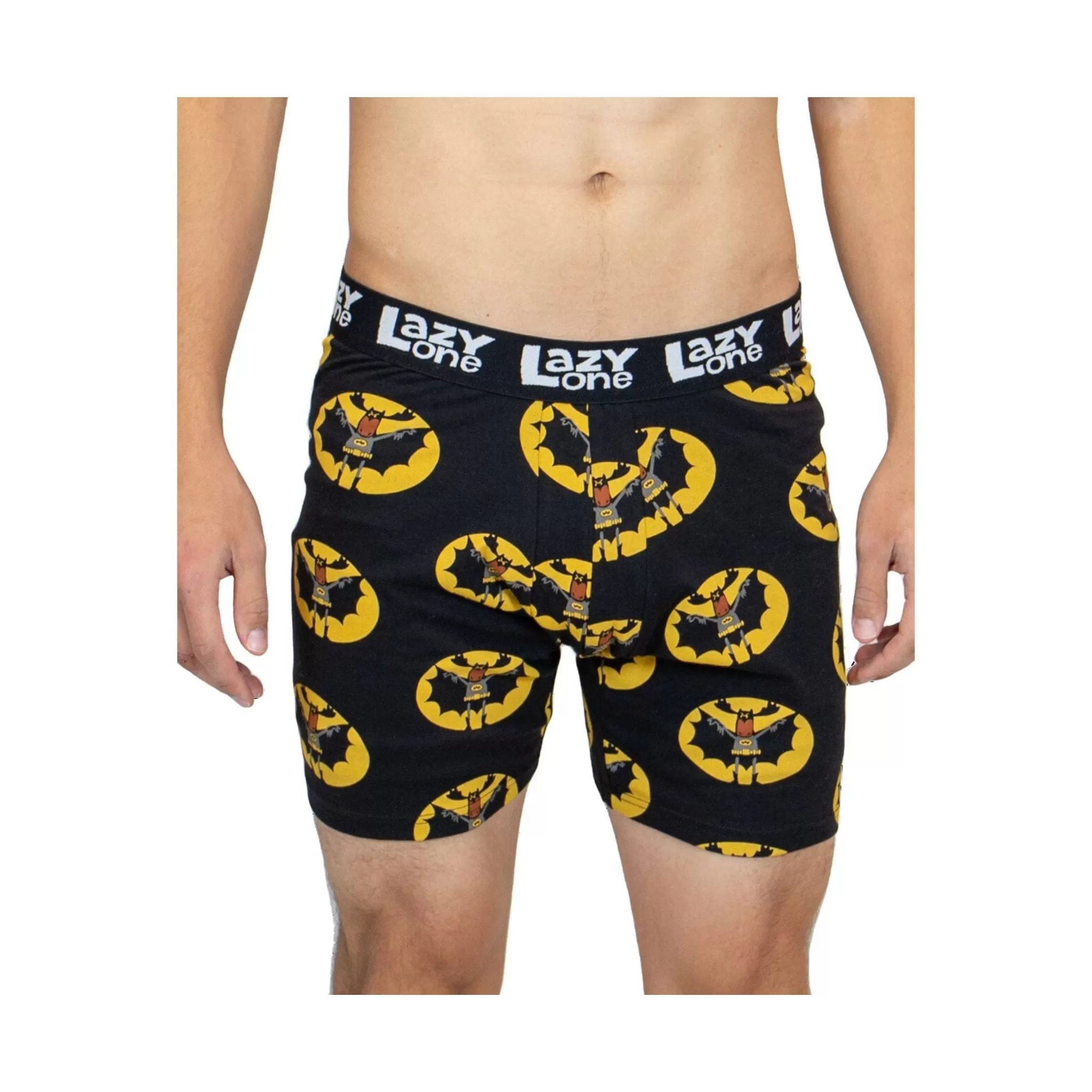 Lazy One Men's Bat Moose Boxer Briefs - Black/Yellow