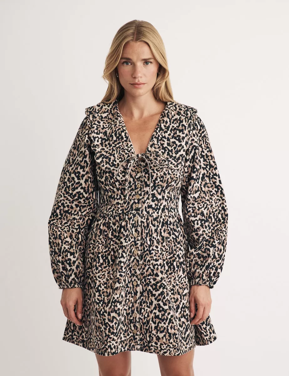 Leopard Print Long Sleeve Birdie Mini Dress