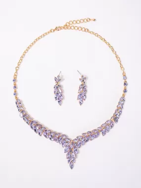 Lia Vine Gemstone Cluster V-Shaped Necklace Set