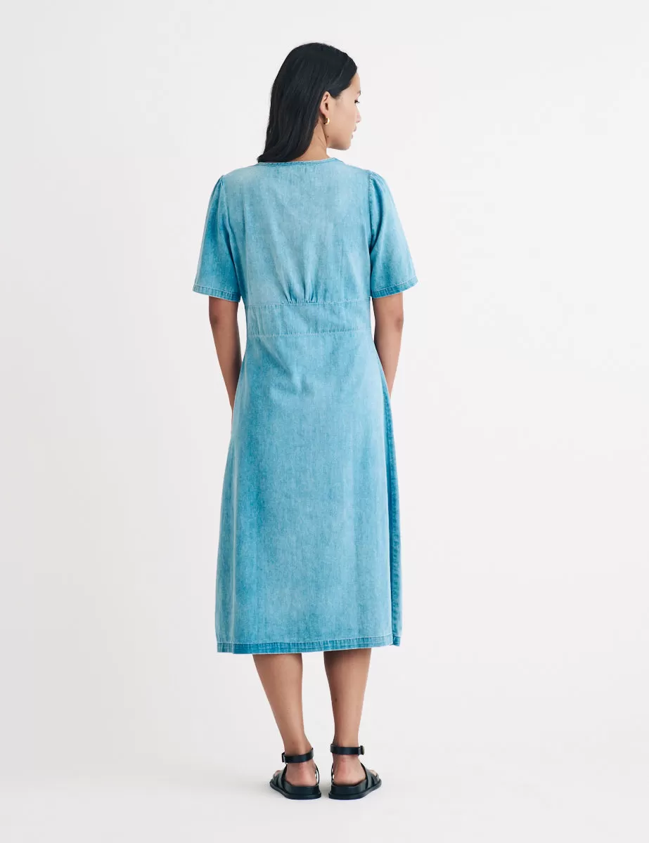 Light Wash Denim Alexa Midi Dress