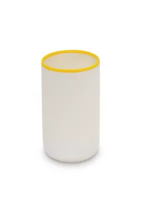 LIGNE Cylinder Vase in White With Sunshine Yellow Rim