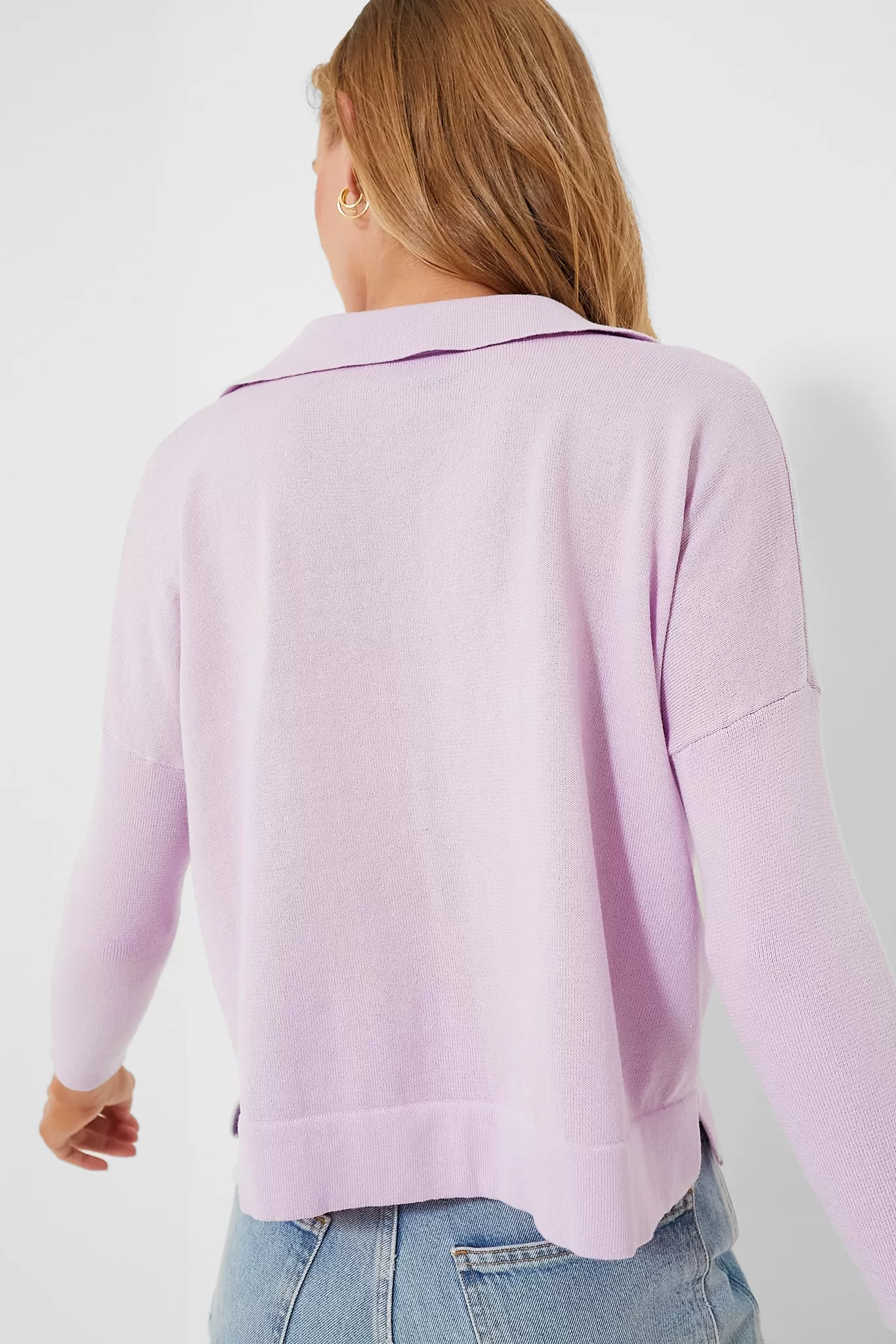 Lilac Clayton Long Sleeve Knit Polo