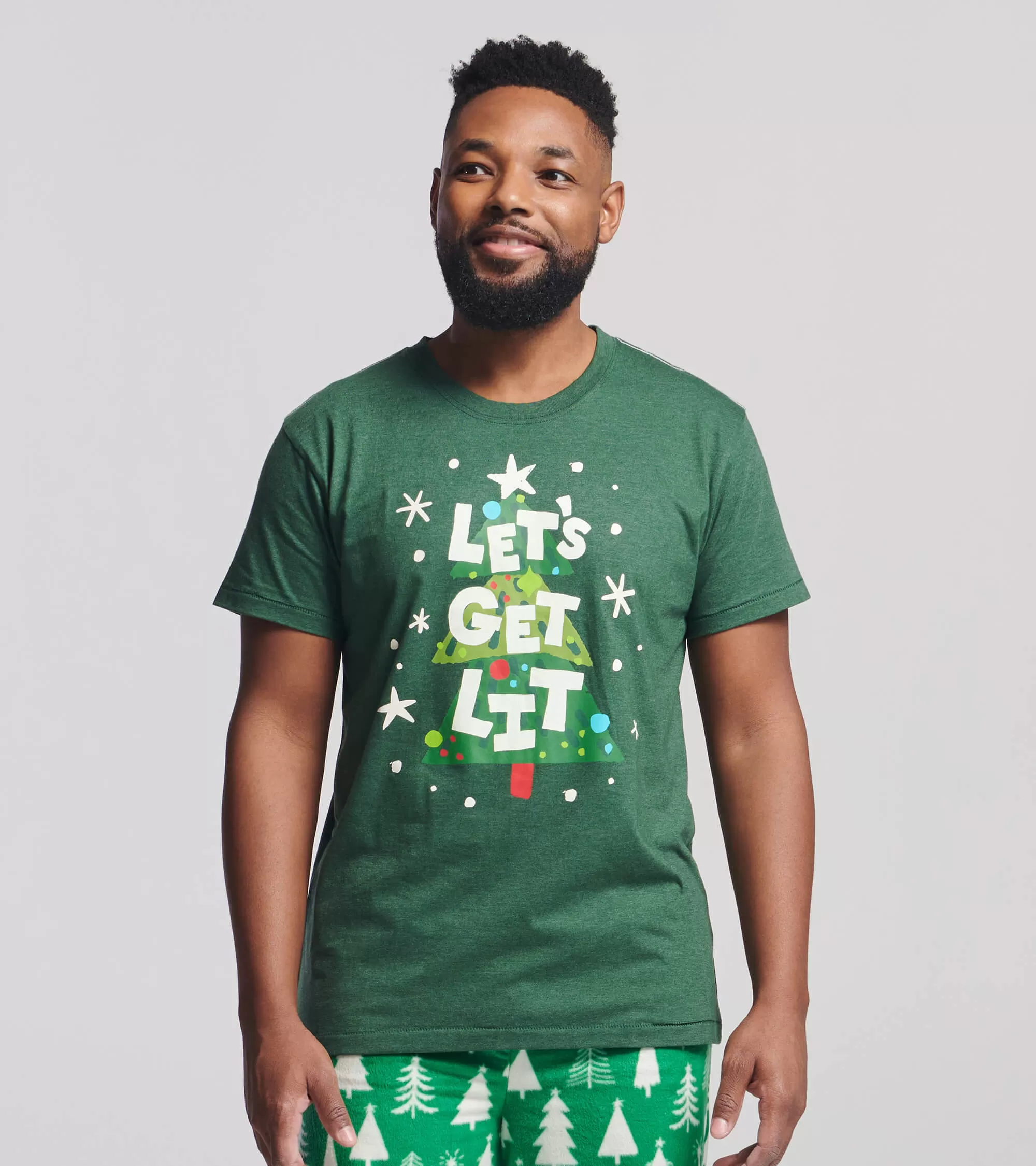 Little Blue House Christmas Trees Men's Pyjama Tee