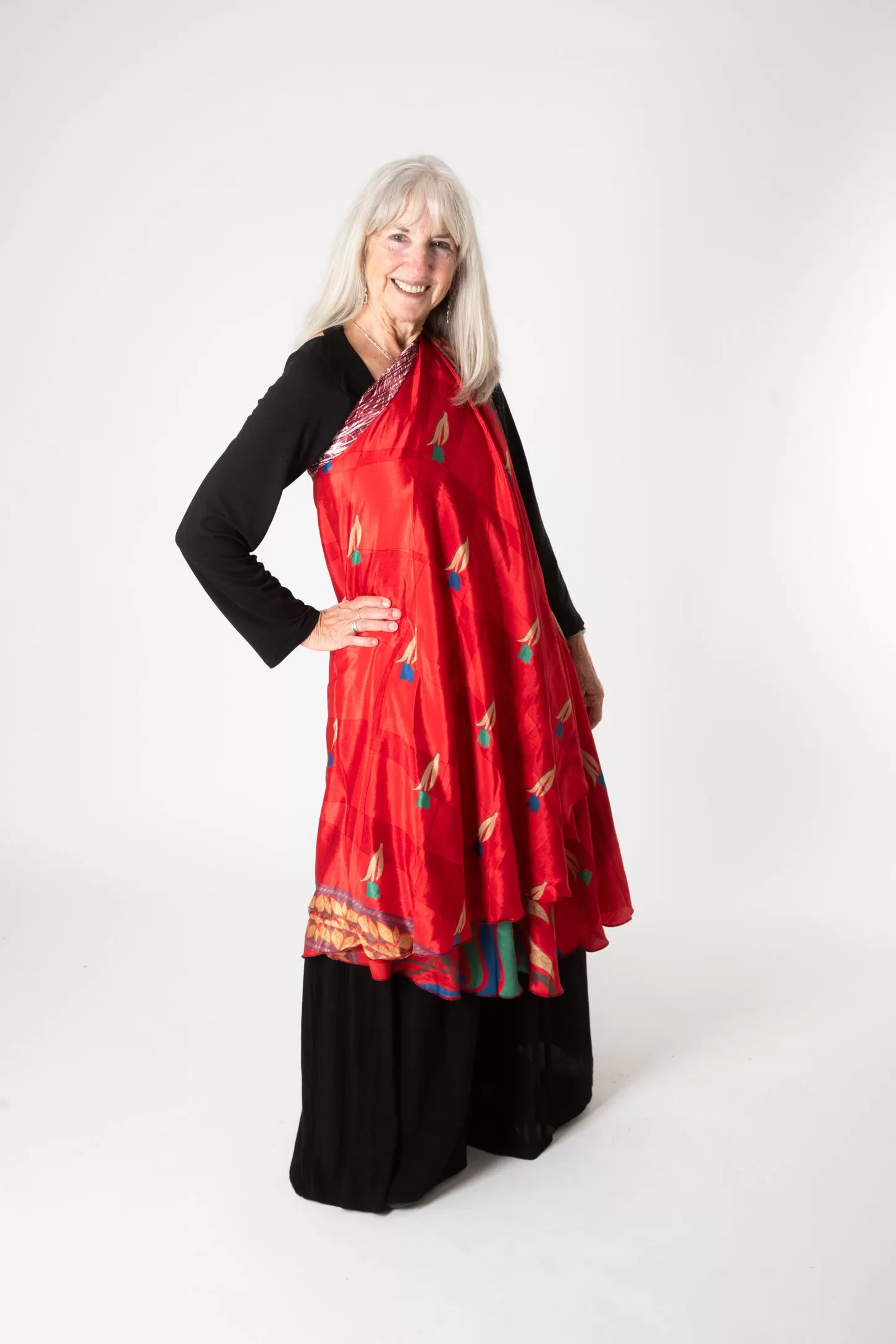 Long Sari Silk Wrap Skirt