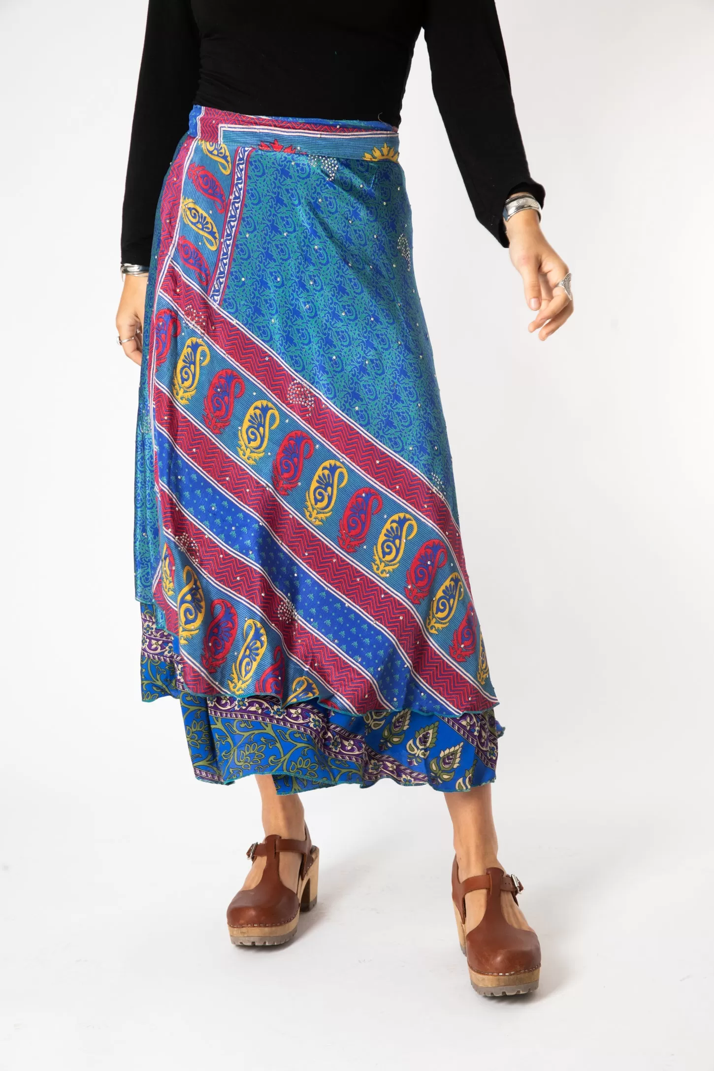 Long Sari Silk Wrap Skirt