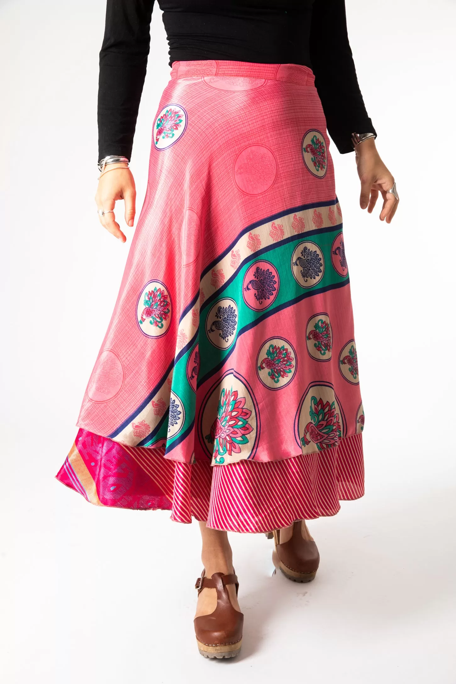 Long Sari Silk Wrap Skirt