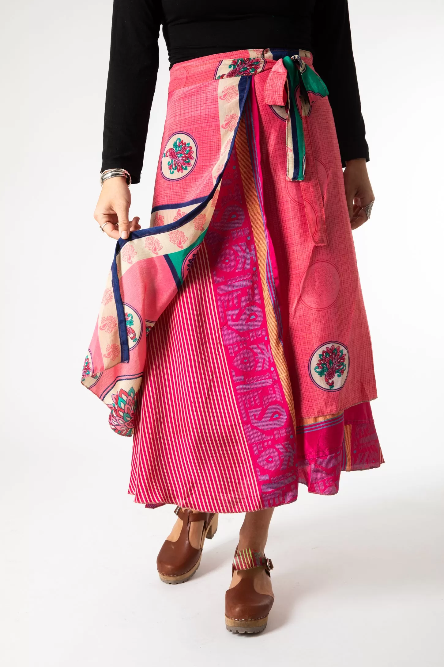 Long Sari Silk Wrap Skirt