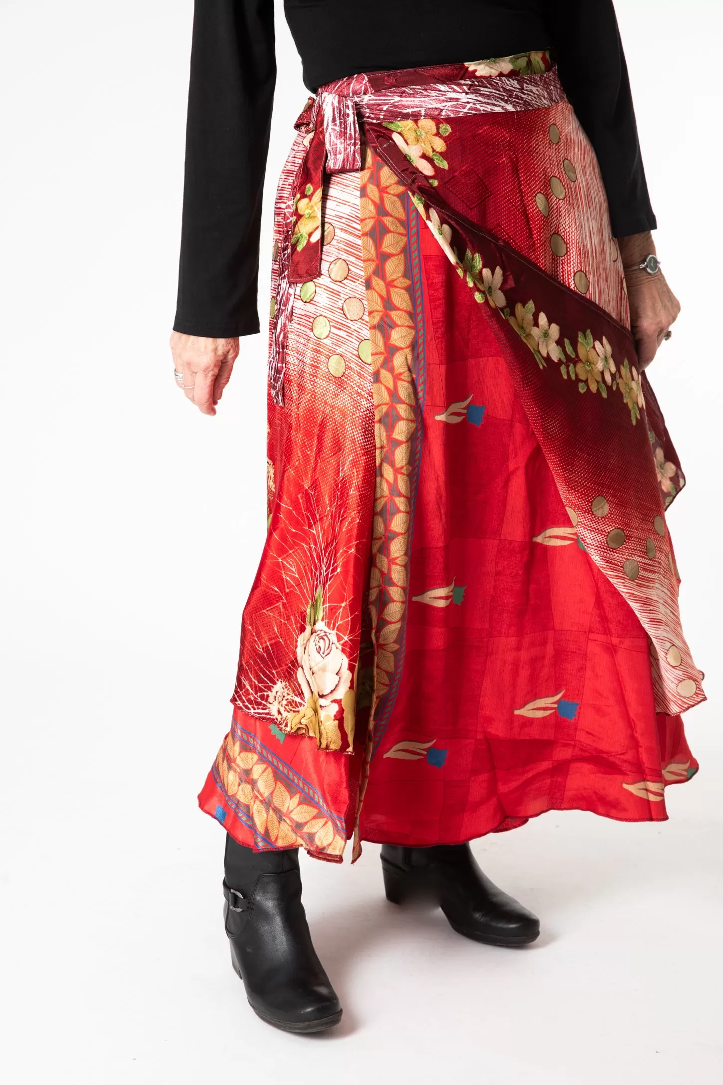 Long Sari Silk Wrap Skirt