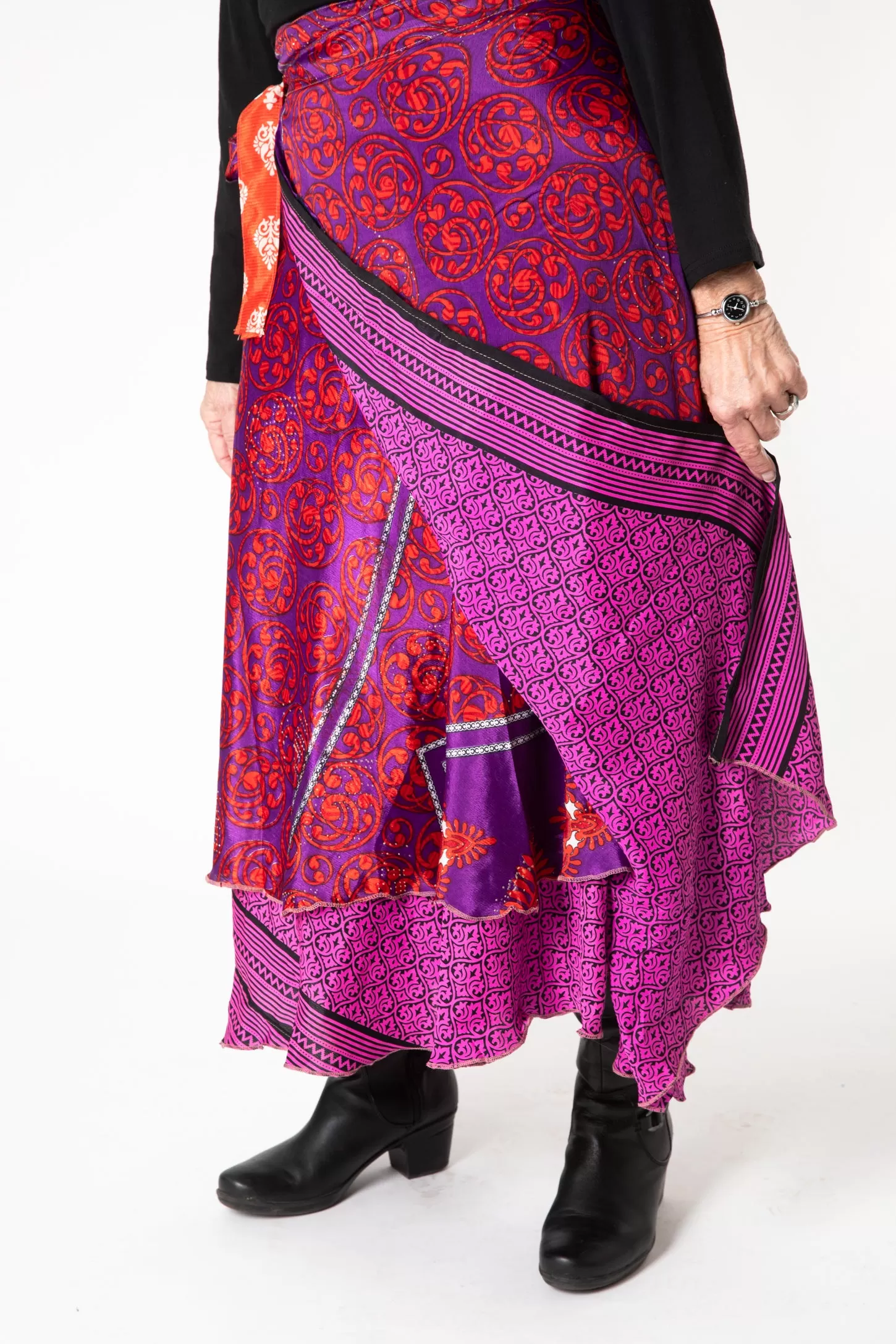 Long Sari Silk Wrap Skirt