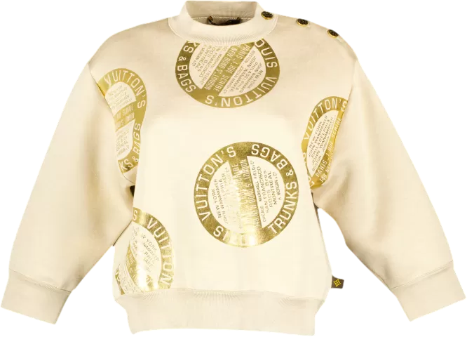 Louis Vuitton Beige / metallic "Trunks & Bags" Embossed Logo Sweatshirt UK XS