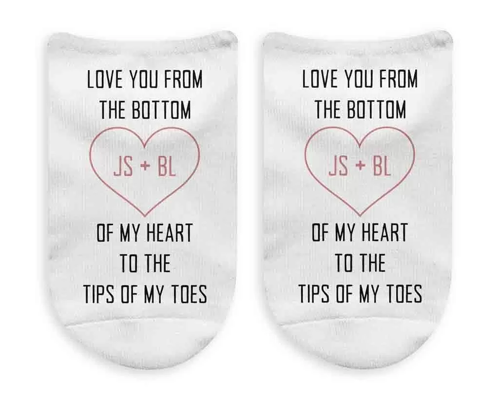 Love You To The Tips of My Toes Personalized No Show Socks