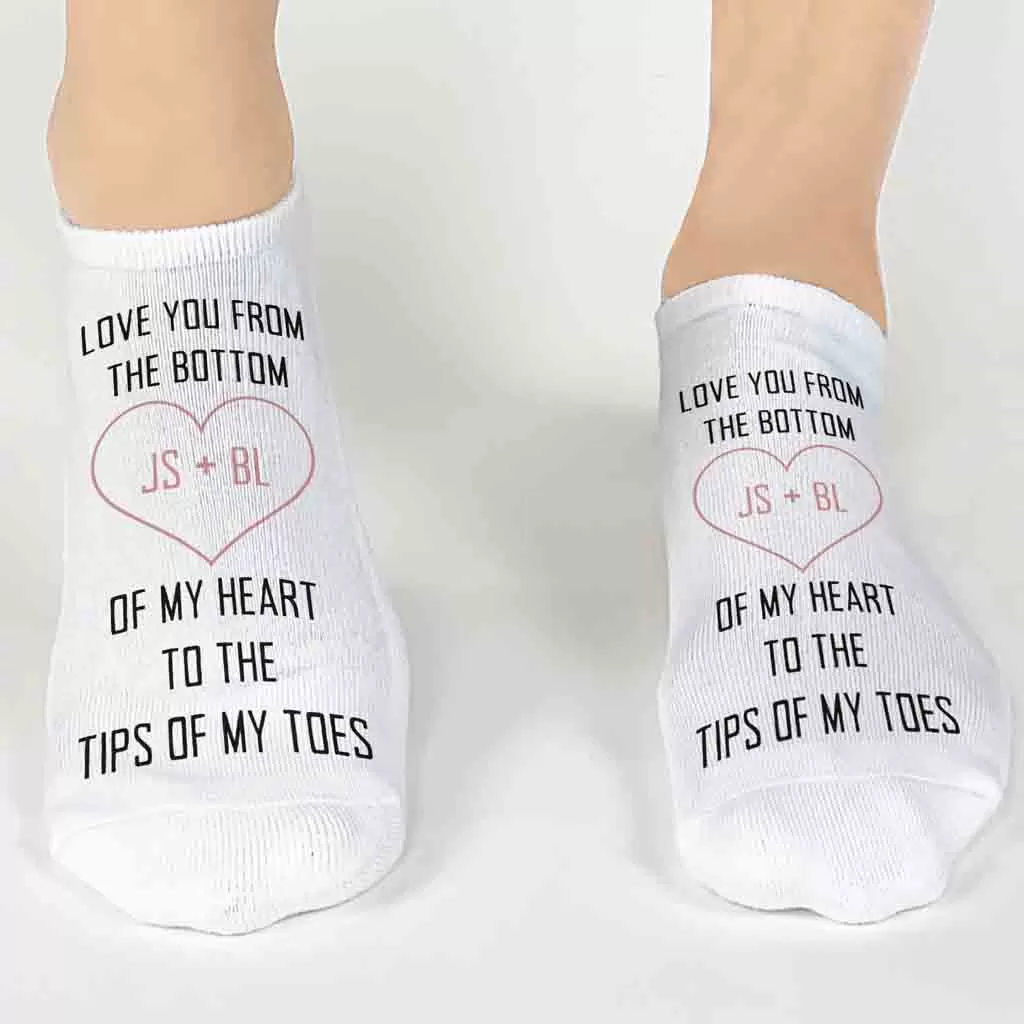 Love You To The Tips of My Toes Personalized No Show Socks