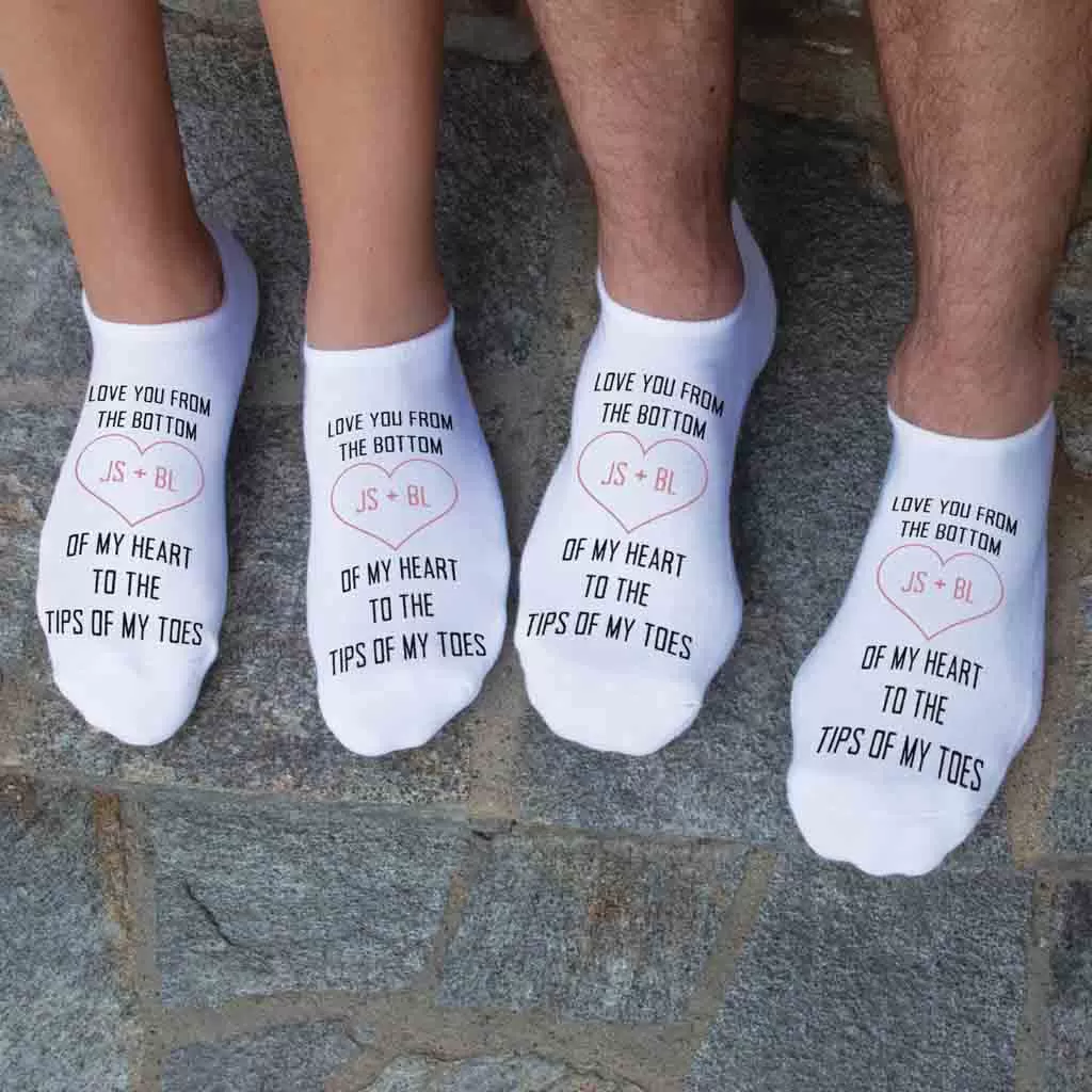 Love You To The Tips of My Toes Personalized No Show Socks