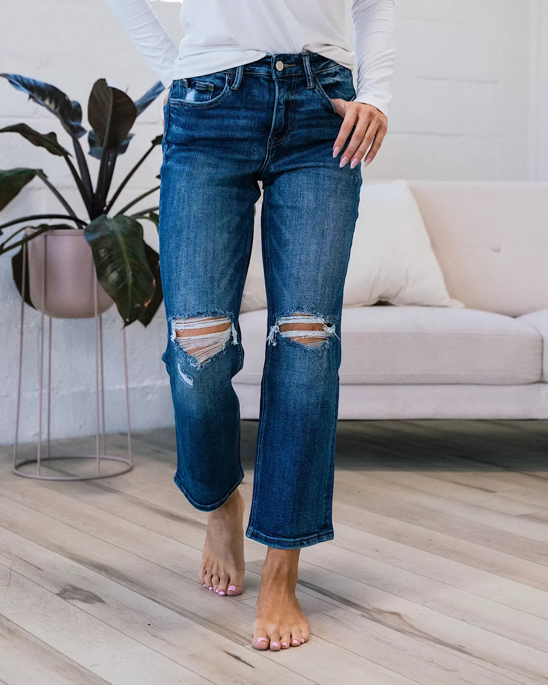 Lovervet Enough For Me Distressed Straight Jeans