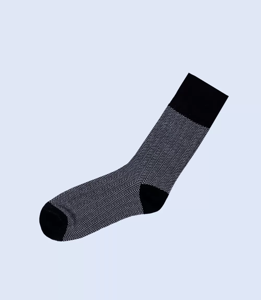 MA0495-BLACK-WHT-Mid-calf Socks For Men