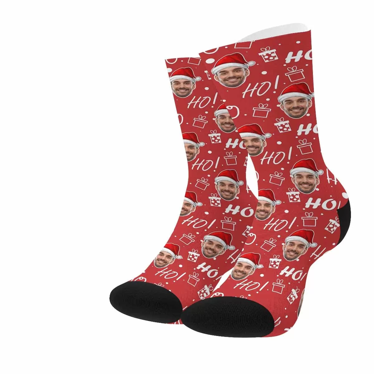 [Made In USA]Custom Christmas Socks Personalized Funny Gift Photo Sublimated Crew Socks