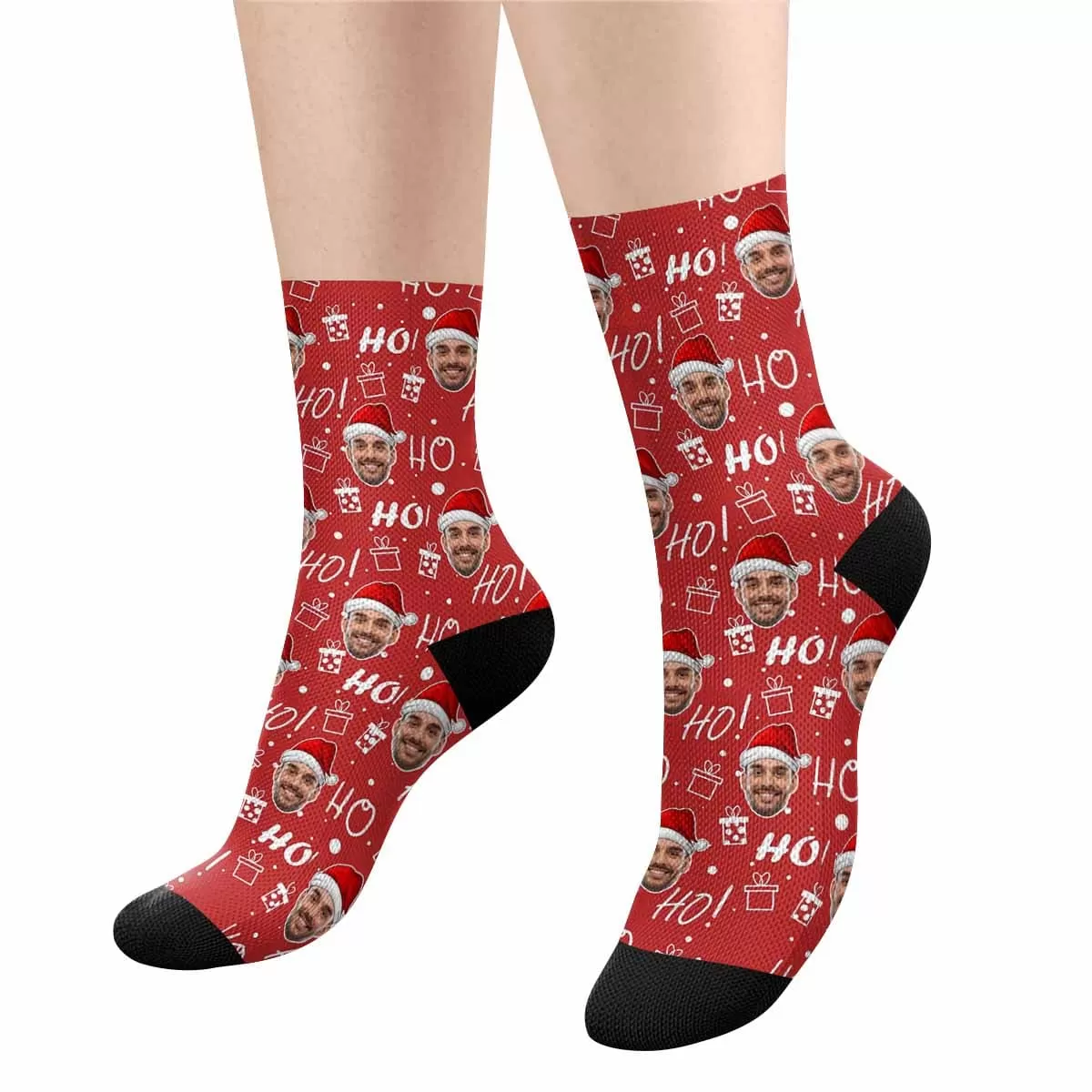 [Made In USA]Custom Christmas Socks Personalized Funny Gift Photo Sublimated Crew Socks