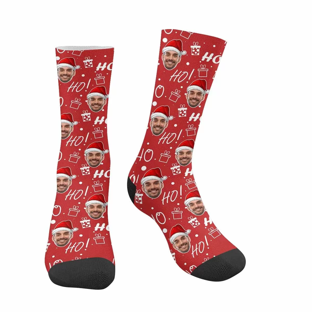 [Made In USA]Custom Christmas Socks Personalized Funny Gift Photo Sublimated Crew Socks