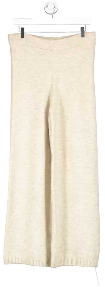 MANGO Beige Knitted Wideleg Trousers UK M