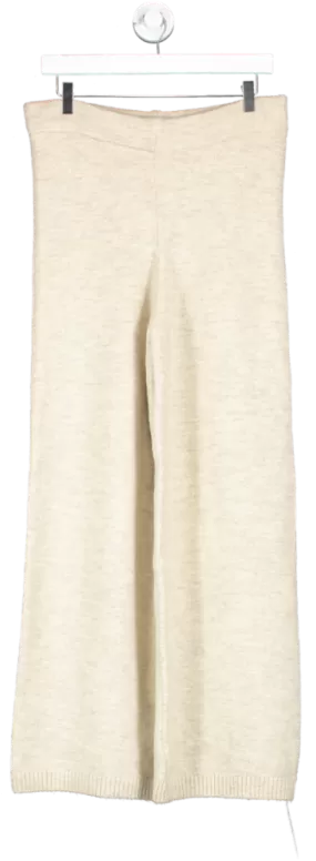 MANGO Beige Knitted Wideleg Trousers UK M