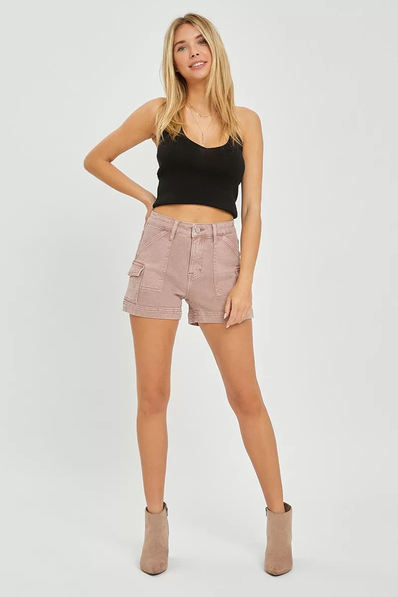 Mauve Moment High Rise Cargo Shorts