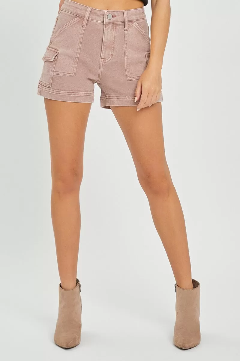 Mauve Moment High Rise Cargo Shorts