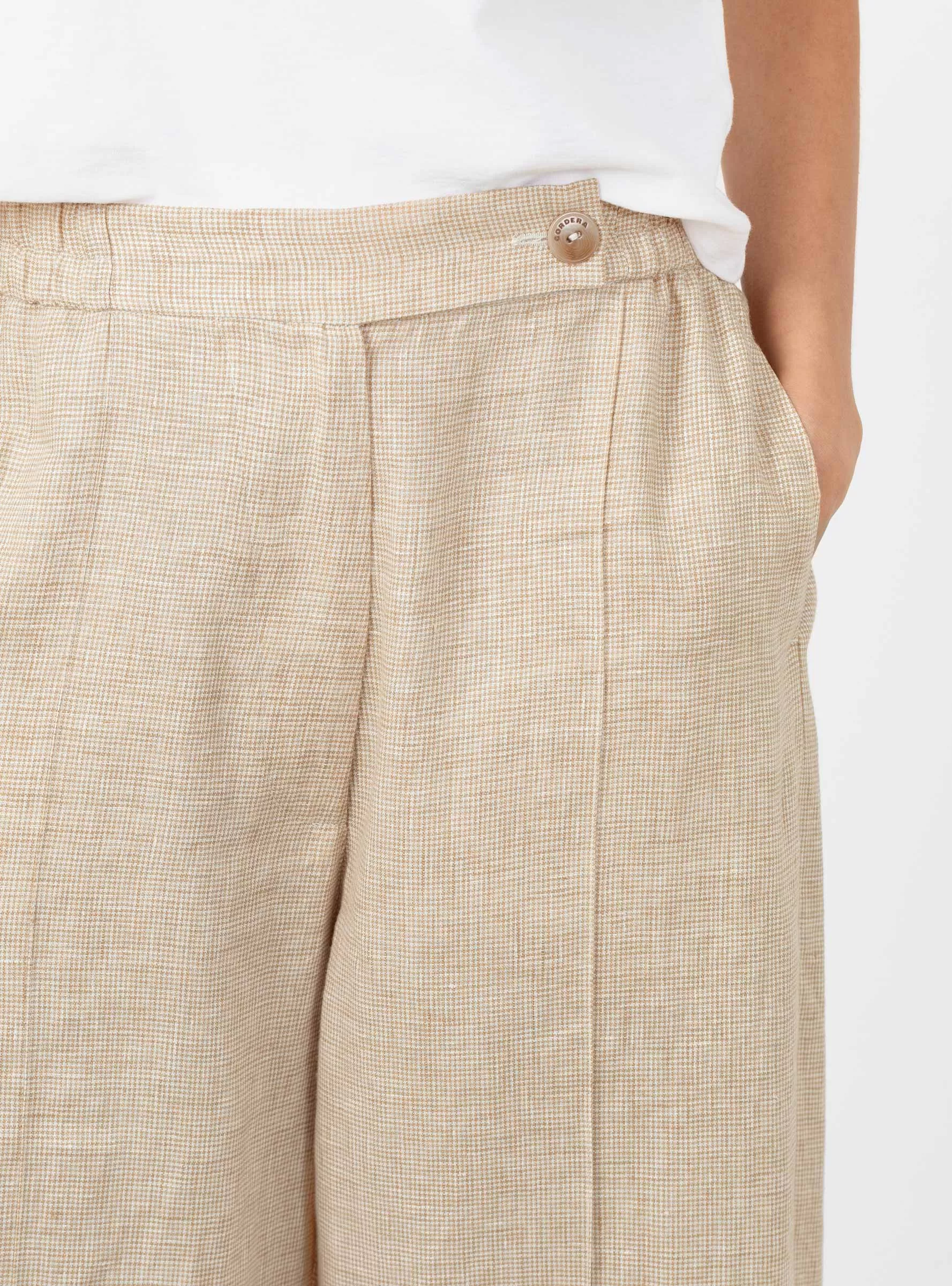 Melange Linen Curved Pants Natural