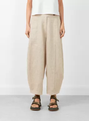 Melange Linen Curved Pants Natural