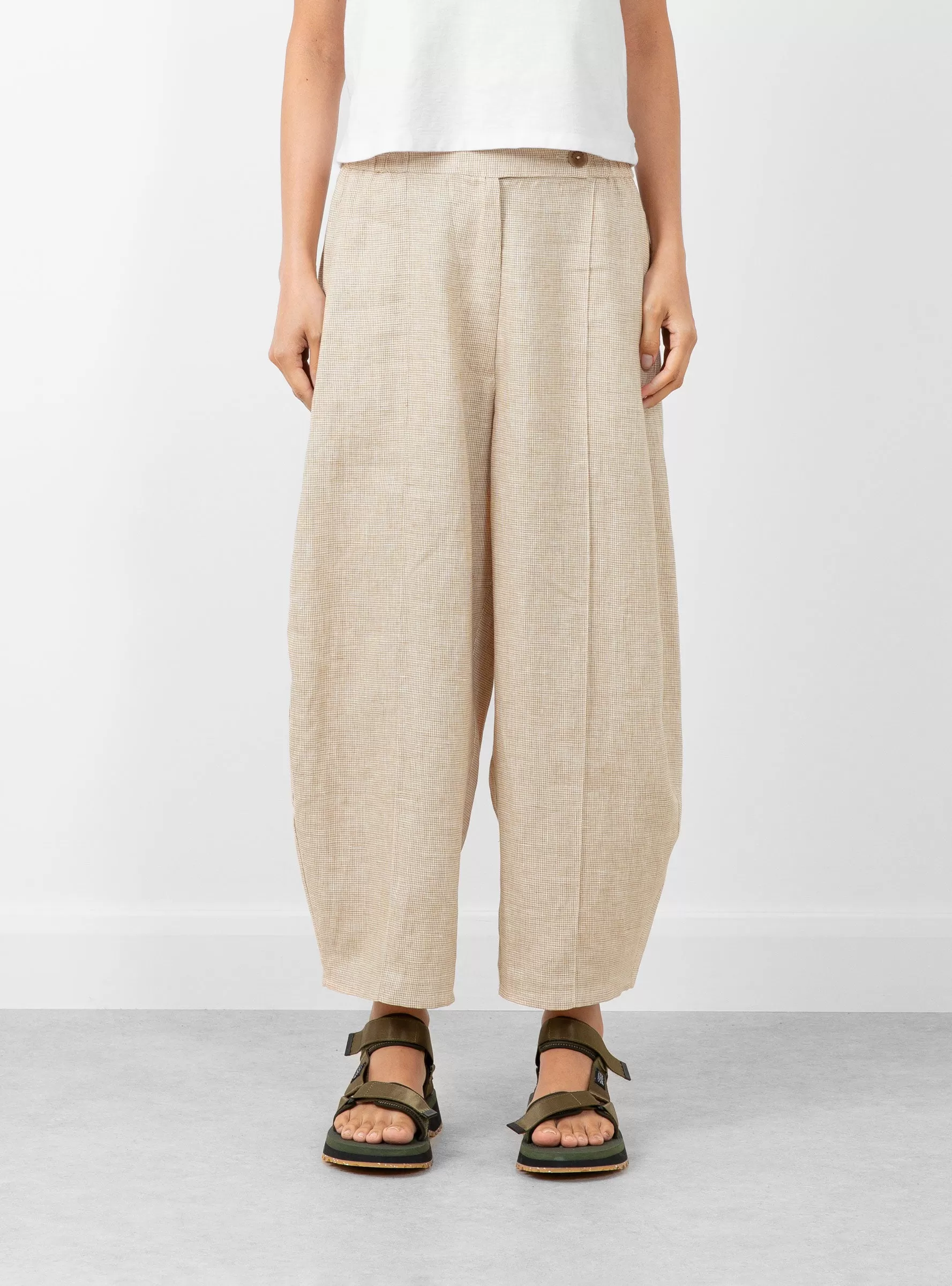 Melange Linen Curved Pants Natural