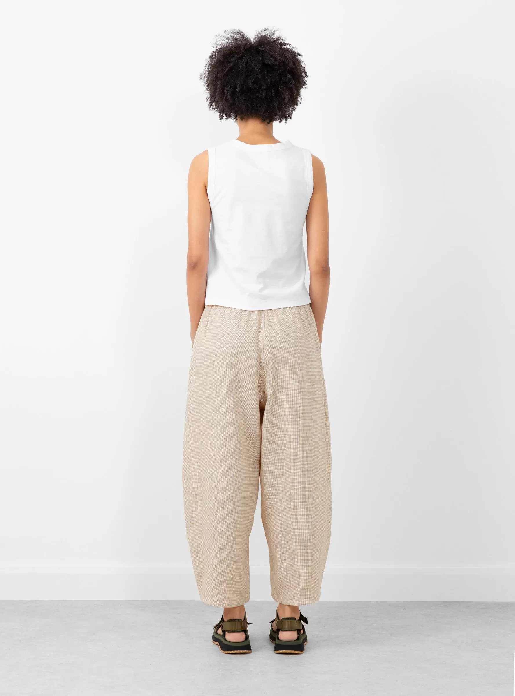 Melange Linen Curved Pants Natural