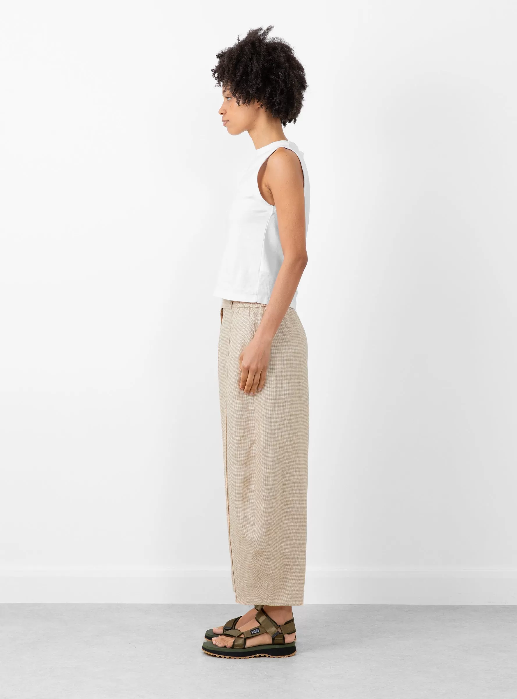 Melange Linen Curved Pants Natural