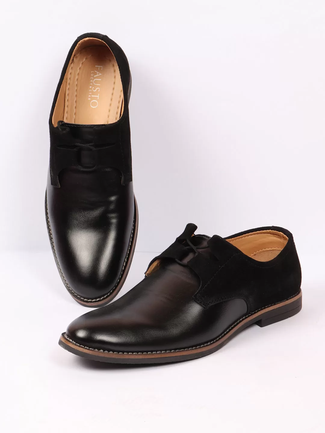 Men Black Formal Leather Lace Up Oxford Shoes with TPR Welted Sole