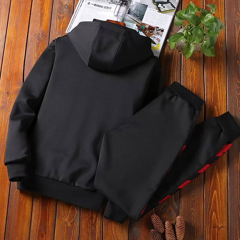 Men Hooded Sweatshirt Jogging Running Sport Suit Male Fitness Suit