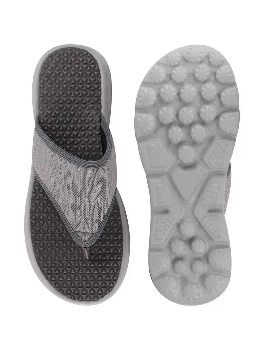 Men Steel Grey Casual Slip-On Flip-Flops