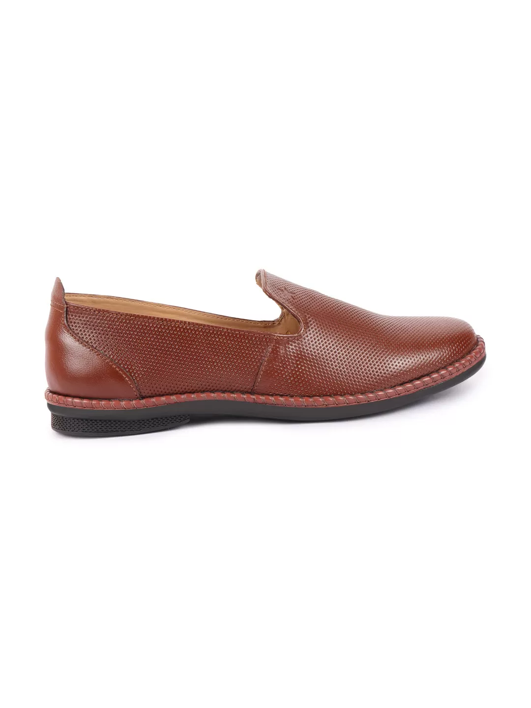 Men Tan Cap Toe Formal/Office Leather Prom Slip On Shoes