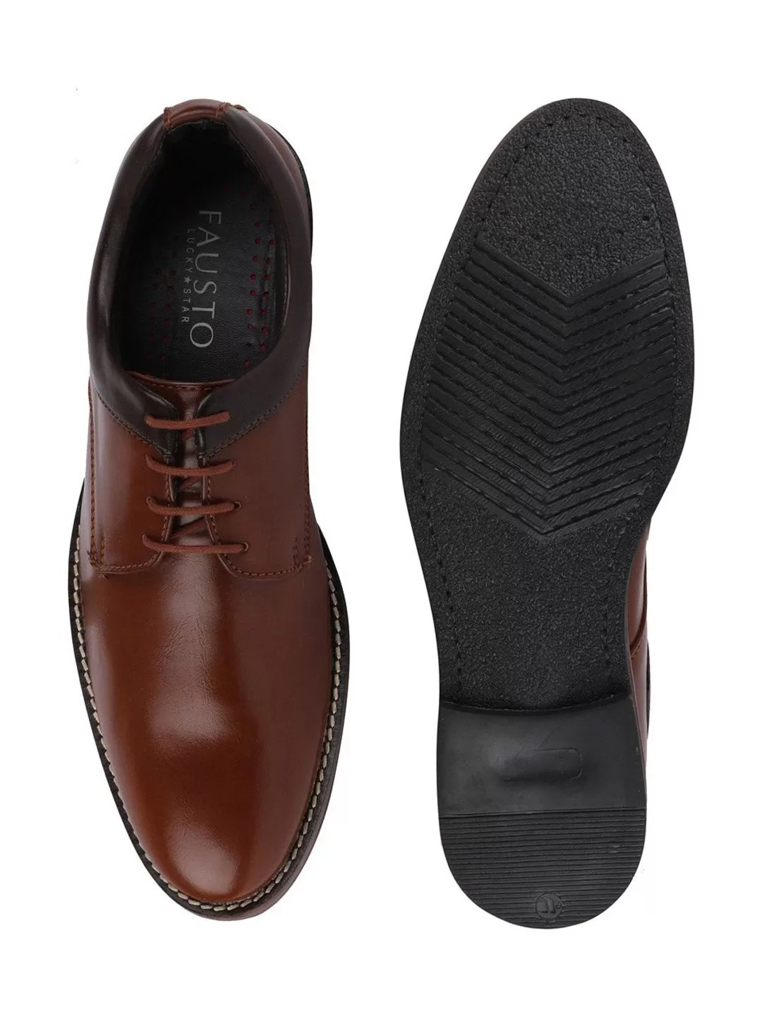 Men Tan Formal Lace-Up Oxford Shoes