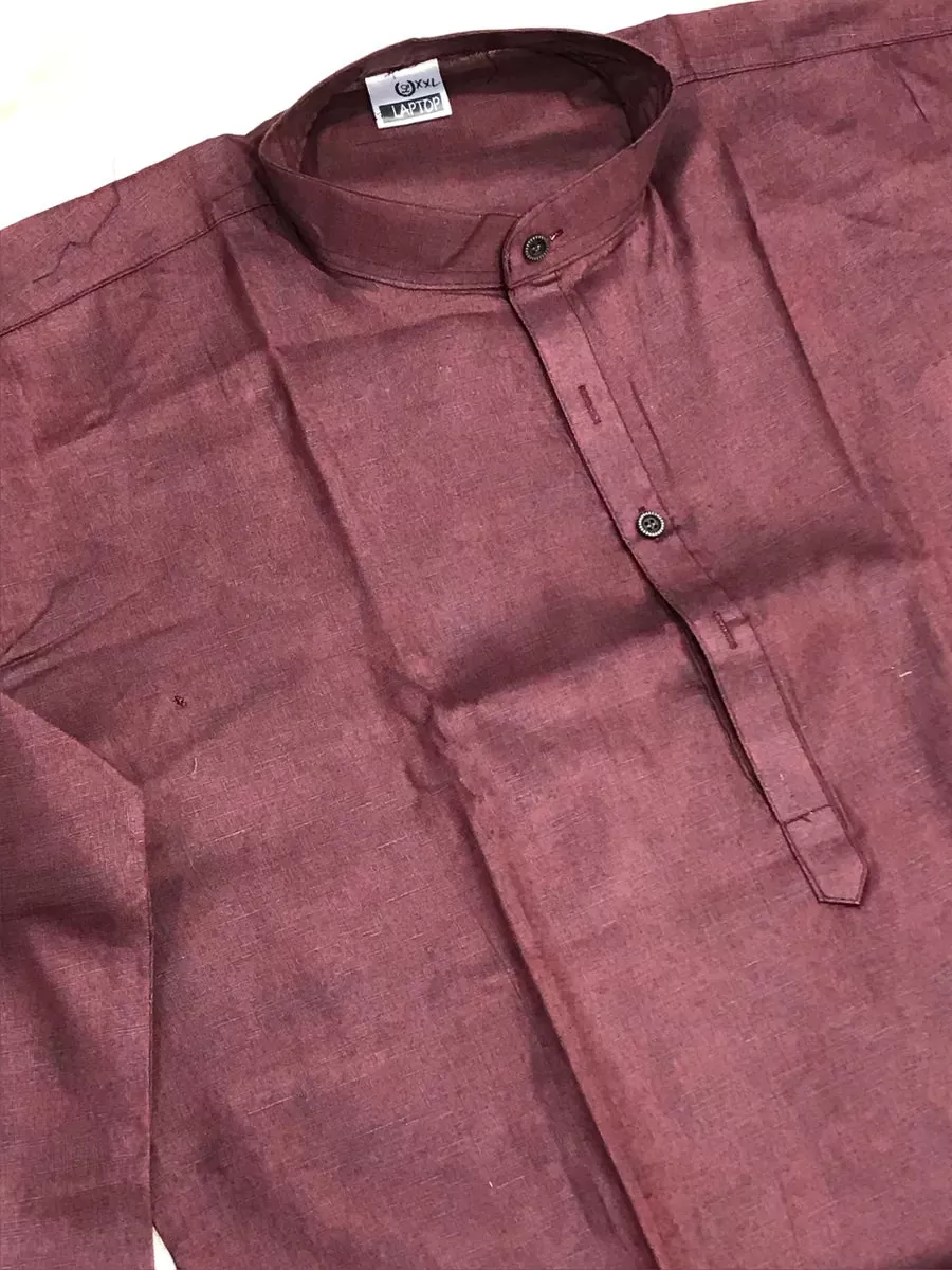 Men's Ethnic Long Kurta With Pajama Set - Maroon