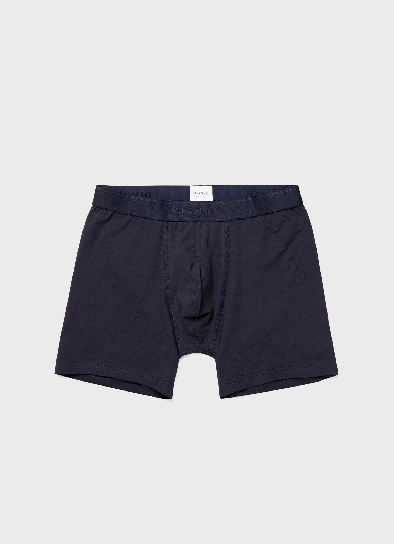 Men's Long Cut Stretch Cotton Trunks in Navy