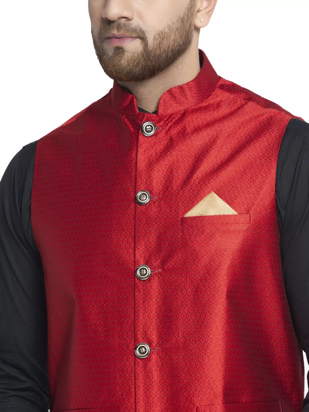 Men's Nehru Jacket Traditional India Waistcoat (Maroon)