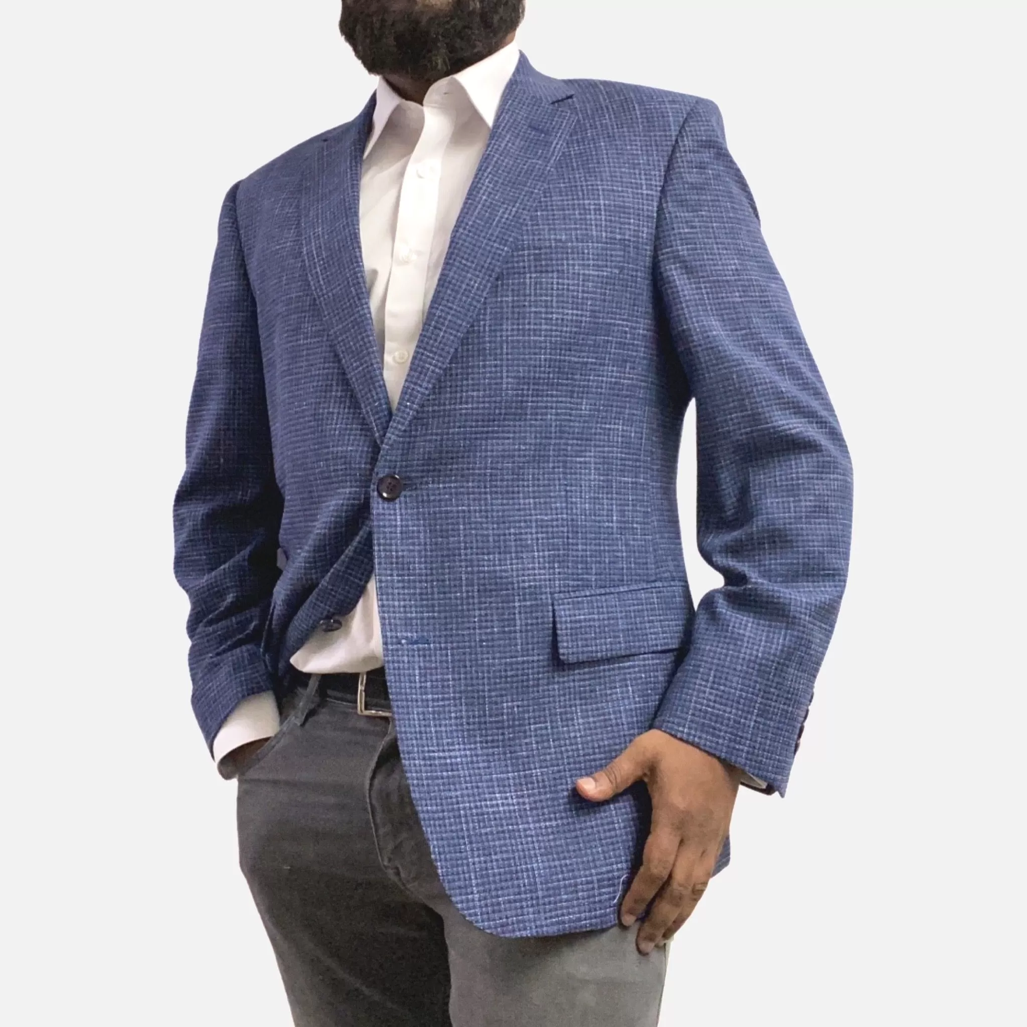 Mens Premium Wool and Cotton Blend Blazer - Modern fit, Single Breasted, Two Button, Notch Lapel