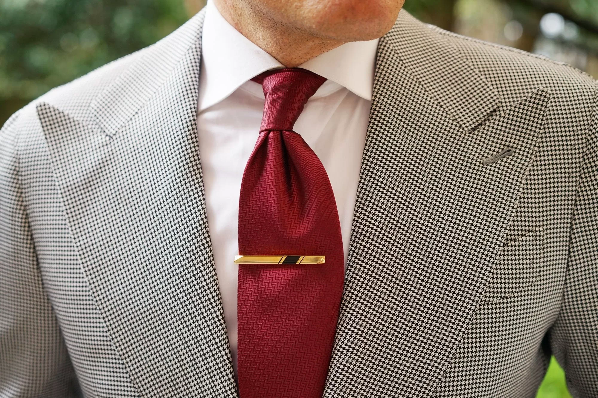 Mister Big Black Striped Gold Tie Bar