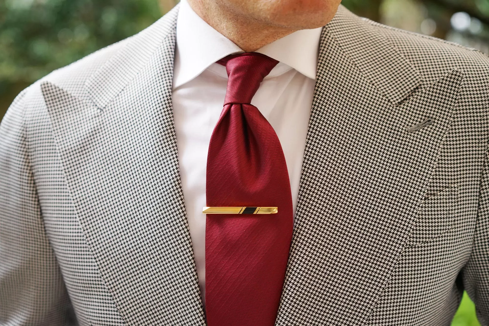 Mister Big Black Striped Gold Tie Bar