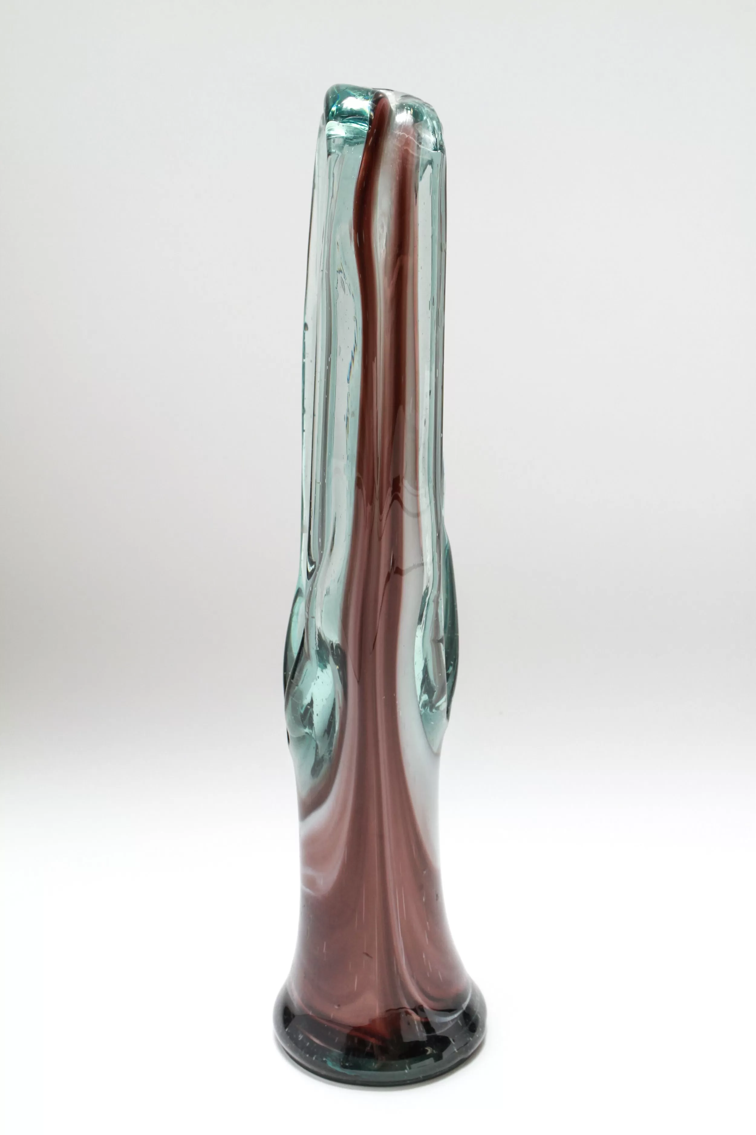 Modern Studio Art Glass Basket-Form Vase