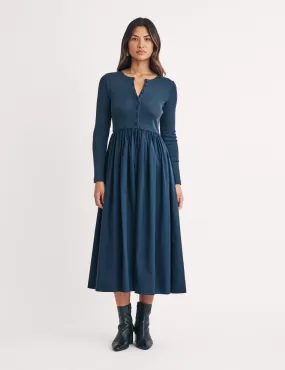 Navy Pointelle Jackie Midi Dress