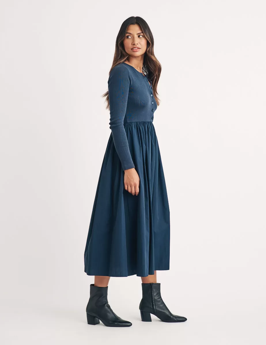 Navy Pointelle Jackie Midi Dress